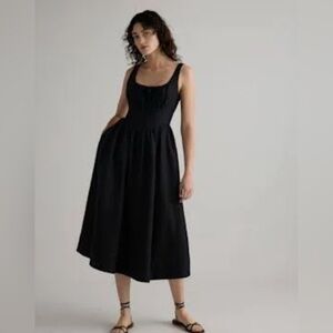 NWT!! Quince Black Midi Corset European Linen Dress